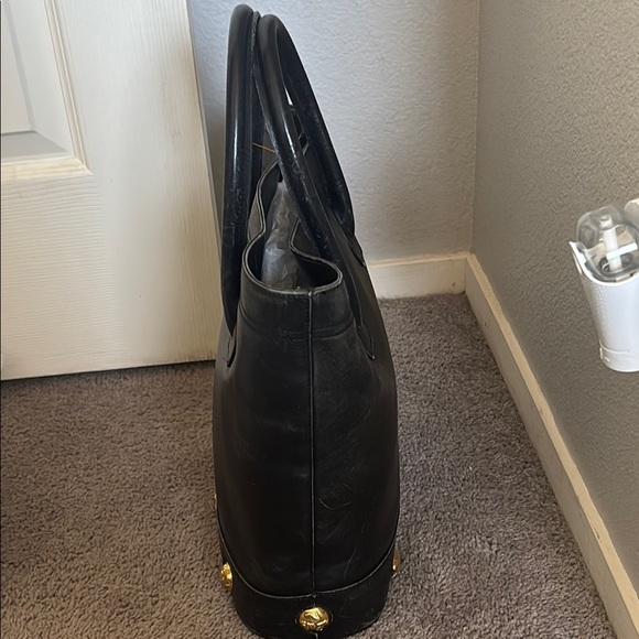 Salvatore Ferragamo Black Leather Tote Bag with Gold Accents - Picture 6 of 12